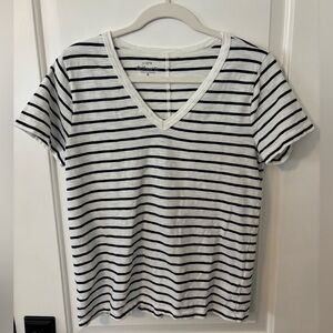 J.Crew Navy Striped and Solid Black Girlfriend Tees